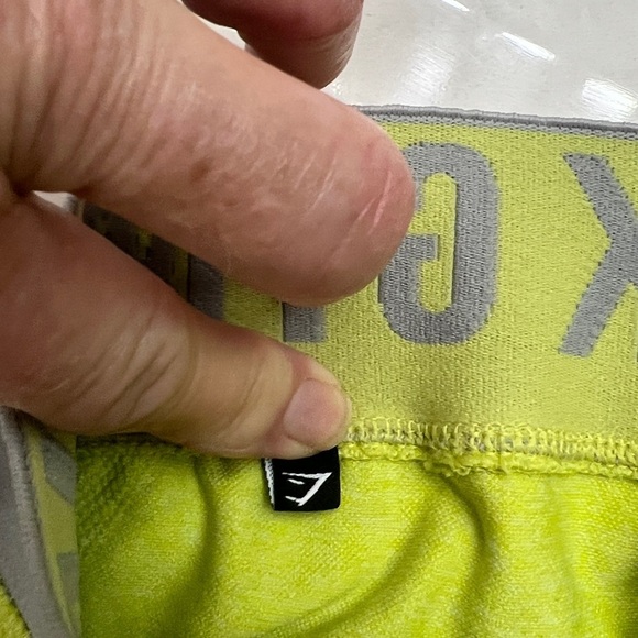 Gymshark Flex Shorts, Sz. S, Gray waistband, greenish yellow shorts, 3” inseam - Picture 9 of 12